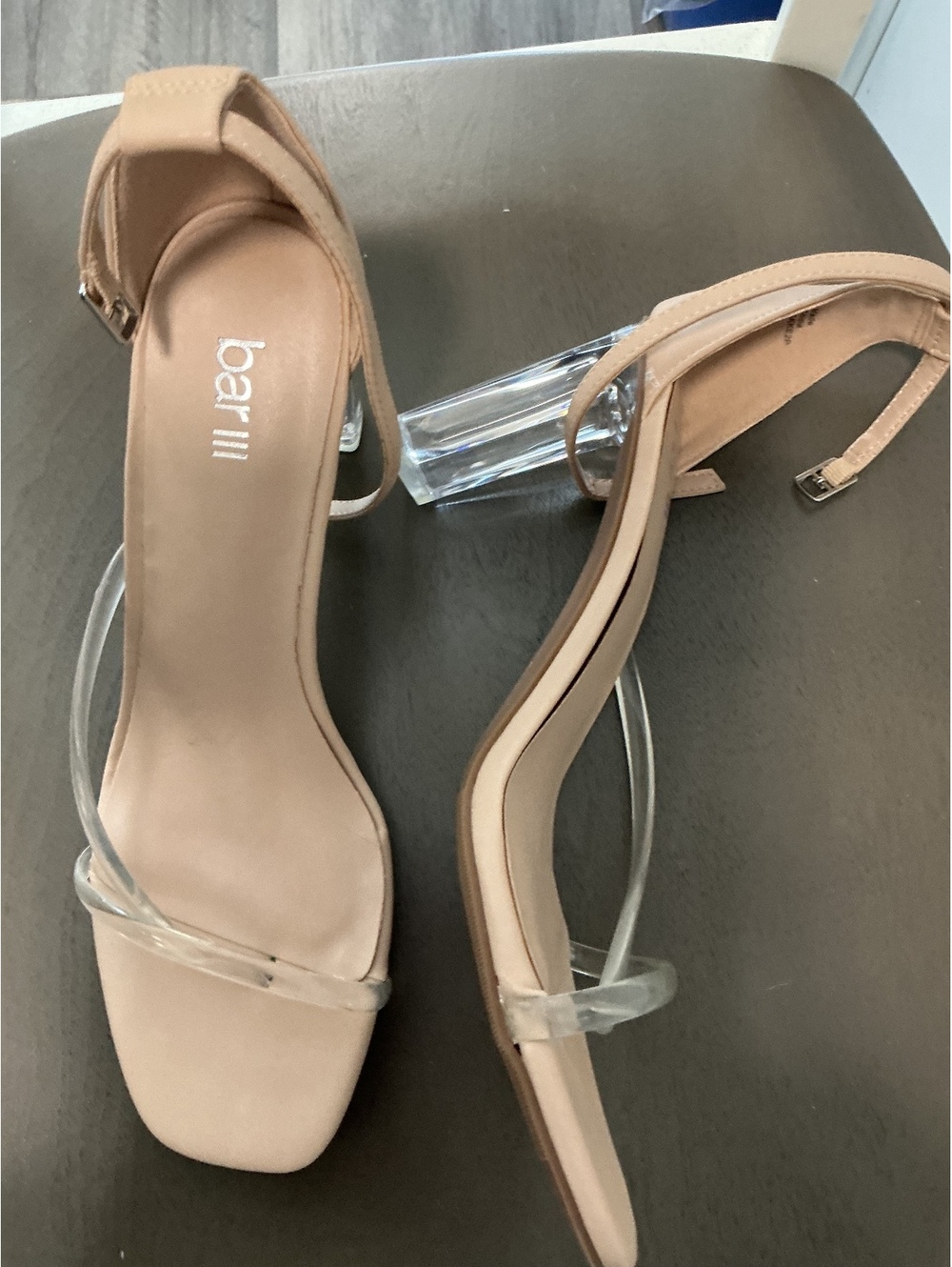 Womans Size 10 Bar III Blakke Strappy Clear Block Heels